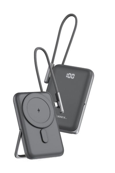 Jeebel | 10000mAh Magsafe Wireless Power Bank | USB-C Port & Built-in USB-C Cable 20W | Black