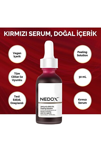 NEDOX Cilt Yenileyici Cilt Tonu Eşitleyici Kırmızı Peeling Serum Aha %30 Bha %2 Ph % 3.5 Serum 30 ml