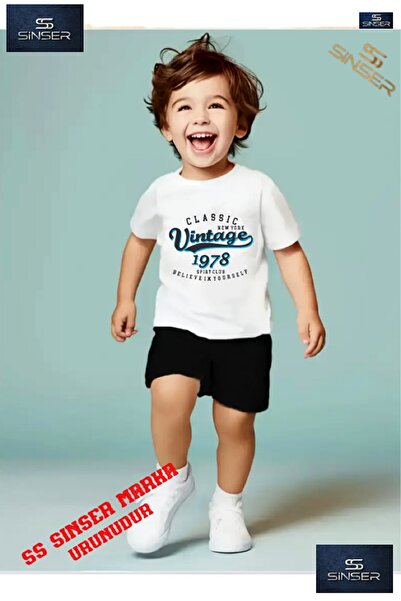 SS SİNSER Παιδικό 1978 VINTAGE NEW YORK Μπλουζάκι με λαιμόκοψη και στάμπα - Σ...