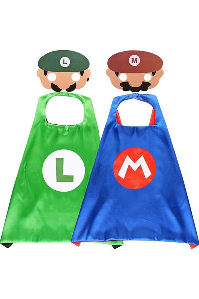 Miotlsy Set of 2 Miotlsy children's costumes, Mario model, satin/felt, multicolor, 70 x 70 cm