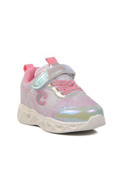 WALKWAY Silver Velcro Lighted Girls' Sports Shoes B