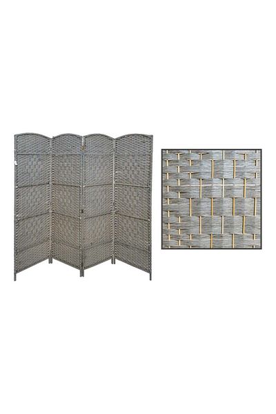 Living Room Divider (Partition) Woven from Natural Fibers, Gray Color
