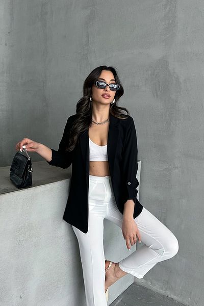 MD trend Women's Sleeve Fold Lined Blazer Jacket