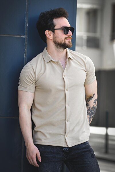 Oksit Vitto Otoban Fabric Slim Lycra Short Sleeve Men's Shirt