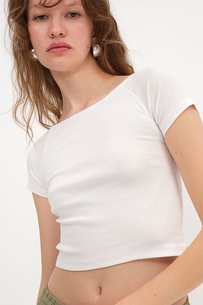 Addax Boat Neck Basic T-Shirt P1725