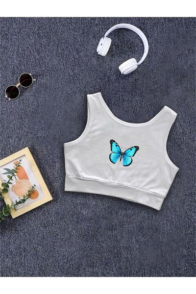 Machetta Tricou pentru copii cu imprimeu fluture 100% bumbac cu bretele