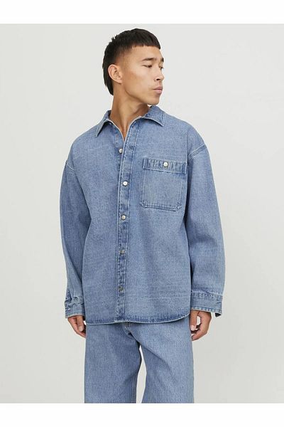 Jack & Jones Ανδρικό μπλουζάκι Jorsantorini Denim Overshirt Ls Sn Jean Jacket 12250602-Ανοιχτό μπλε