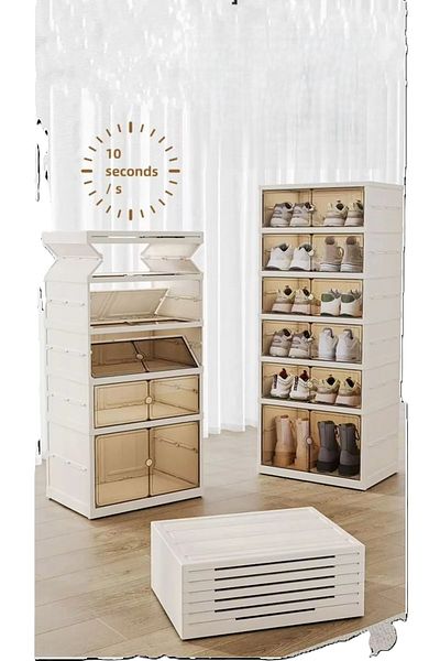 decorev 6 Tiers Foldable, Dustproof Shoe Cabinet with Clear Cover, Large Size and Large Capacity