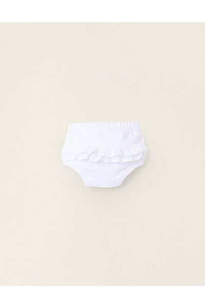 Ziddy Bloomers with Broderie Anglaise Ruffles for Newborn Girls, White