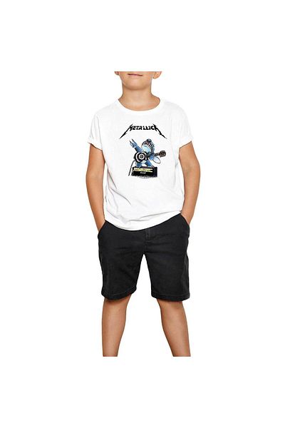 Z zepplin Metallica Animal Rock n Roll White Kids T-Shirt