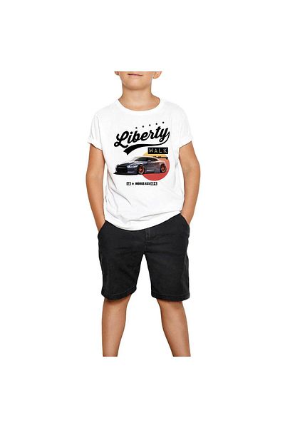 Z zepplin Liberty Walk Nissan Gtr T 35 White Kids T-Shirt