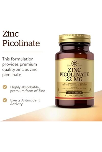Solgar Solgar Zinc Picolinate 22 mg, 100 Tablets