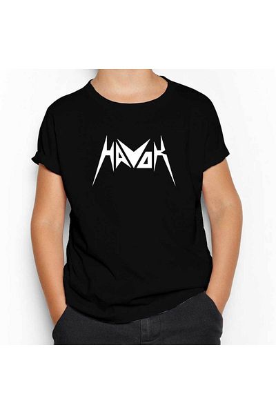 Z zepplin Tricou negru pentru copii cu text cu logo Havok