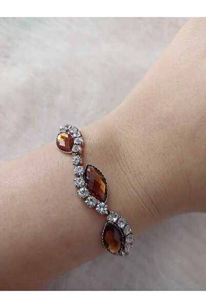 Avcıoğlu Aksesuar اسوارة نسائية مرصعة بالزركون وحجر اكريليك ملون مطلية بالفضة