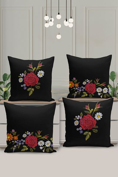 Filamente 4-Piece Double-Sided Digital Printing Embroidery Flowers Patterned Case after Contamination