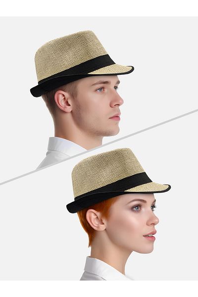 Milleniva Summer Straw Beige Panama Fedora Hat