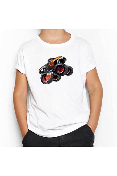 Z zepplin Cartoon Monster Truck White Kids T-Shirt