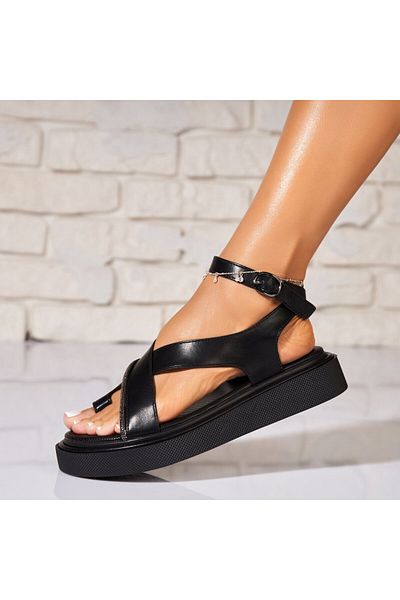 Joana Sandale fara Toc din Piele Ecologica dama Negre Sabriya