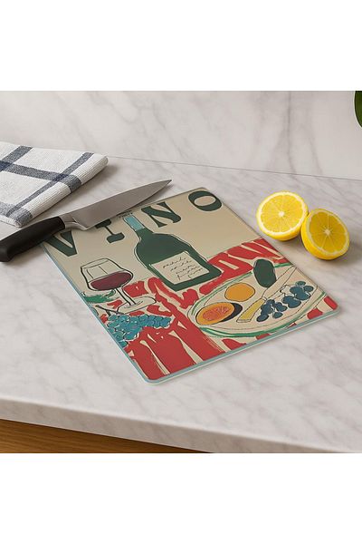 huhuli Glass Cutting Board 20X30 cm |   Tempered Glass |   Hygienic and Durable Kitchen Utensil