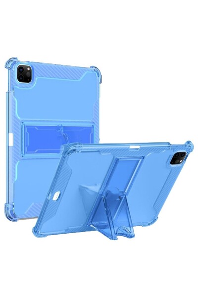 UnDePlus Apple iPad Air 11inç M2/M3 2025-2024 Kılıf Kalem Bölemli Standlı Darbelere Dayanıklı Şeffaf Kapak