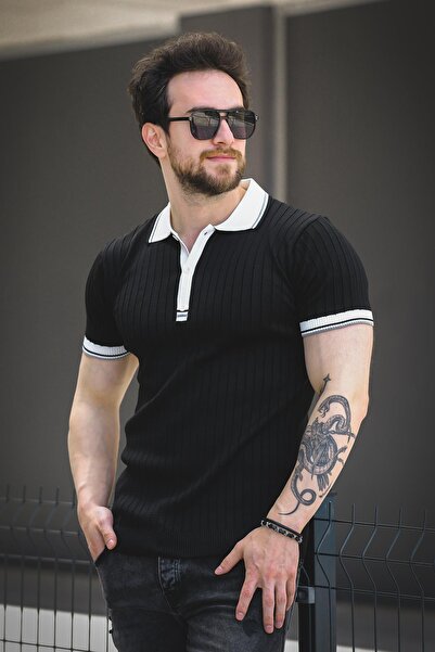 Oksit Ανδρικό πλεκτό μπλουζάκι Ferruc Slim Fit Πολύχρωμο γιακά Polo