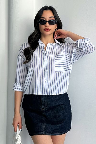 MD trend Women's Striped Pocket Shirt