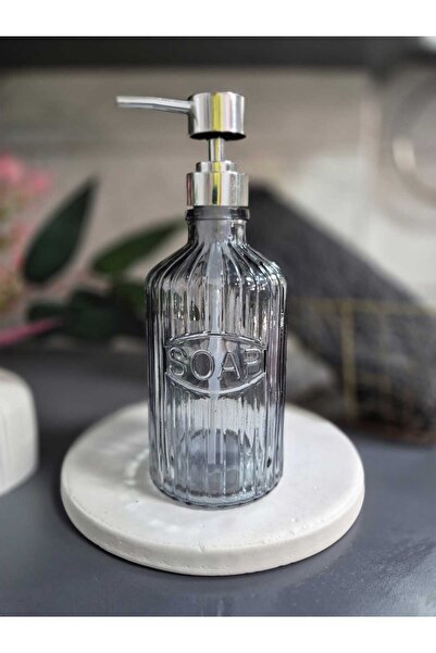 Lider MAGNESİA Leader Magnesia Glass Patterned Liquid Soap Dispenser 500 ml Gray