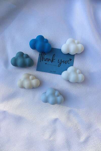 Assa Wood El Yapımı Beton 6 lı Mini Renkli Bulut Buzdolabı Magneti