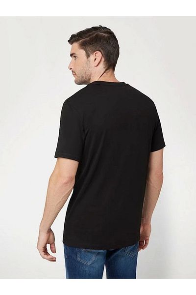 Guess Ανδρικό μαύρο μπλουζάκι Ss Emb Pıma Crew M4gp39k7hd0-jblk