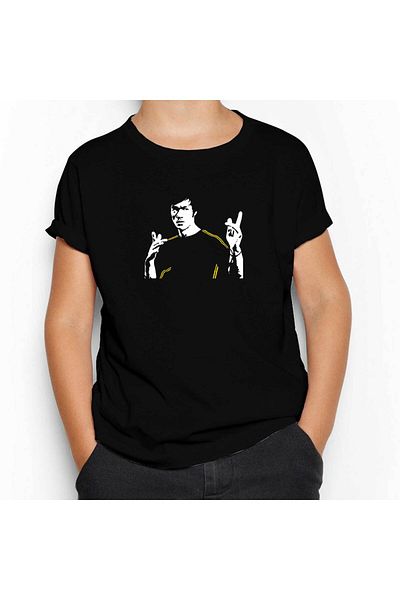 Z zepplin Bruce Lee Figure Black Kids T-Shirt
