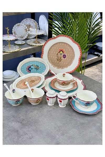 ROY KING Royking Porcelain Sophia 42 Piece Breakfast Set