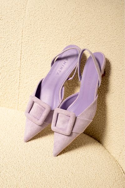LAMİNTA Nicole Lilac Suede Buckle Women's High Heels