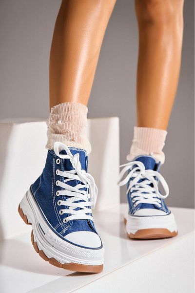 Joana Sneakersi dama Textil Albastri Tessi
