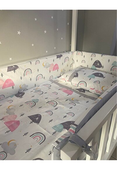 CherryPie طقم غطاء لحاف أطفال بتصميم قوس قزح وحماية الحواف 70x140