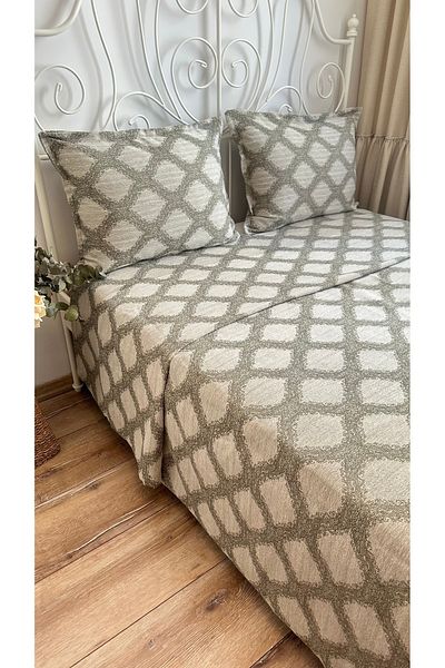 Decamor home Green Beige Classic Pattern Cotton Bedspread / Pique Set Double