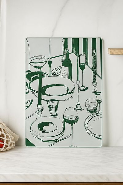 huhuli Glass Cutting Board 20X30 cm |   Tempered Glass |   Hygienic and Durable Kitchen Utensil