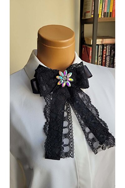 LO ADORO Cravată pentru femei, producție specială, cu fundă, cravată vintage cu pietre