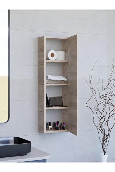 Detamob Kapaklı Raflı Banyo Dolabı, İnce Çok Amaçlı Dolap 104x31cm