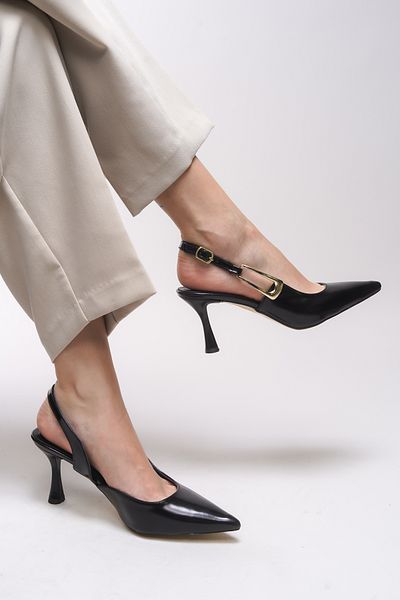 Riccon Pantofi cu toc Fharaera pentru femei 00128302   Piele lacuita neagra
