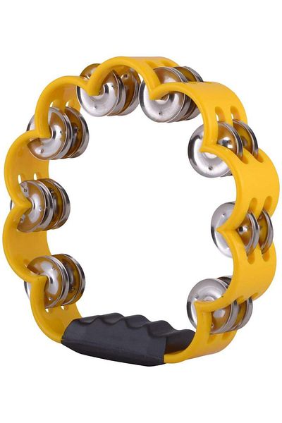 Choice Yellow Petal Shaped Tambourine Plastic Percussion Tambourine for Musical Rhythm Instrument for Adult