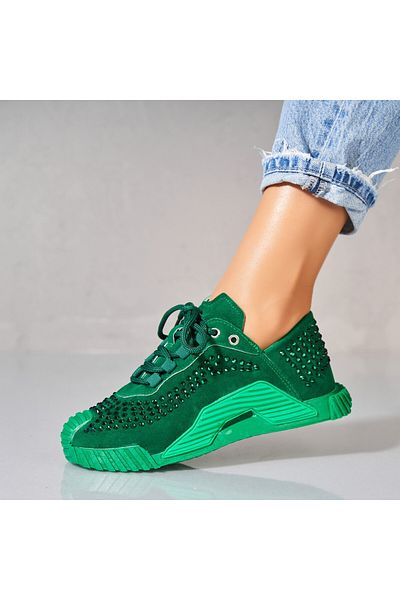 Joana Women's Sneakers Green Suede Leather Salesi