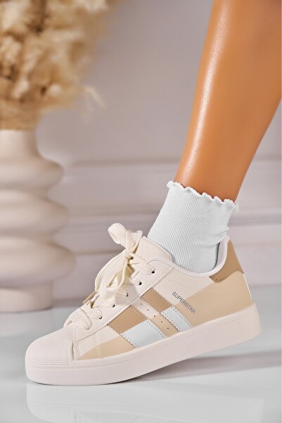 Joana Γυναικεία Adidas Μπεζ Οικολογικό Δέρμα Akeyla