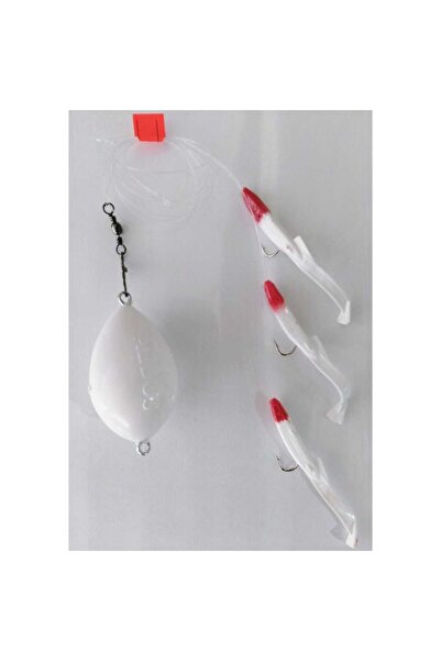 hobim At - Çek Top Arkası Silikon Balık 3 Lü Hazır Set - Redhead