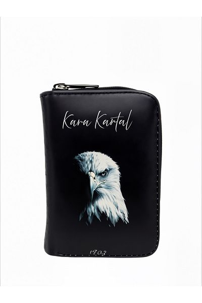 sinbEsg Special Design Black Eagle Visual Zippered Coin Compartment Card Holder Children & Teenager Wallet