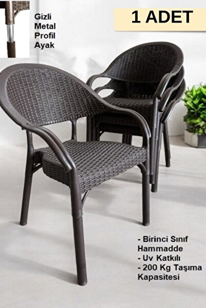 FURNLİNE MOBİLYA Furnline Mobilya Bambu Rattan Kollu Sandalye Koltuk Tekli Set