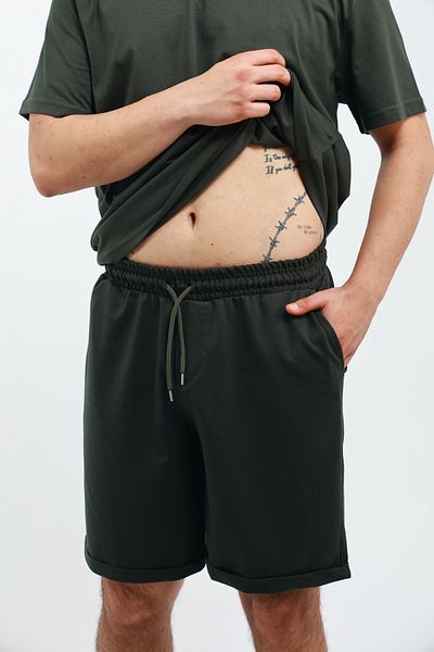 OXVİN Ανδρικό REGULAR Lycra Πτυσσόμενο πόδι, χτενισμένο βαμβακερό σορτς με τσέπες