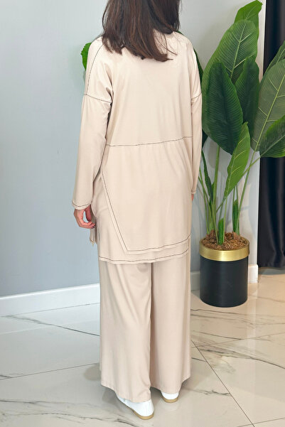 Ceremony Beige Contrast Stitched Allerli Bamboo Trousers Set