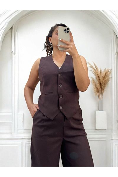NEVEGE BUTİK New Season Brown Vest