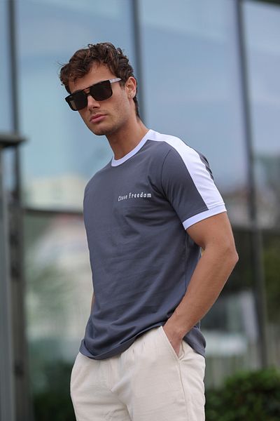 aziso Ανδρικό μπλουζάκι με στάμπα Slim Fit 100% βαμβάκι