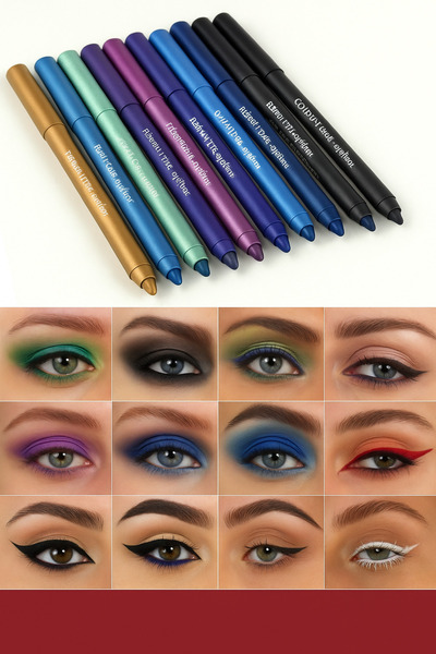 mazhar 12 Renkli Yağlı Göz Kalemi & eyeliner 12li Set